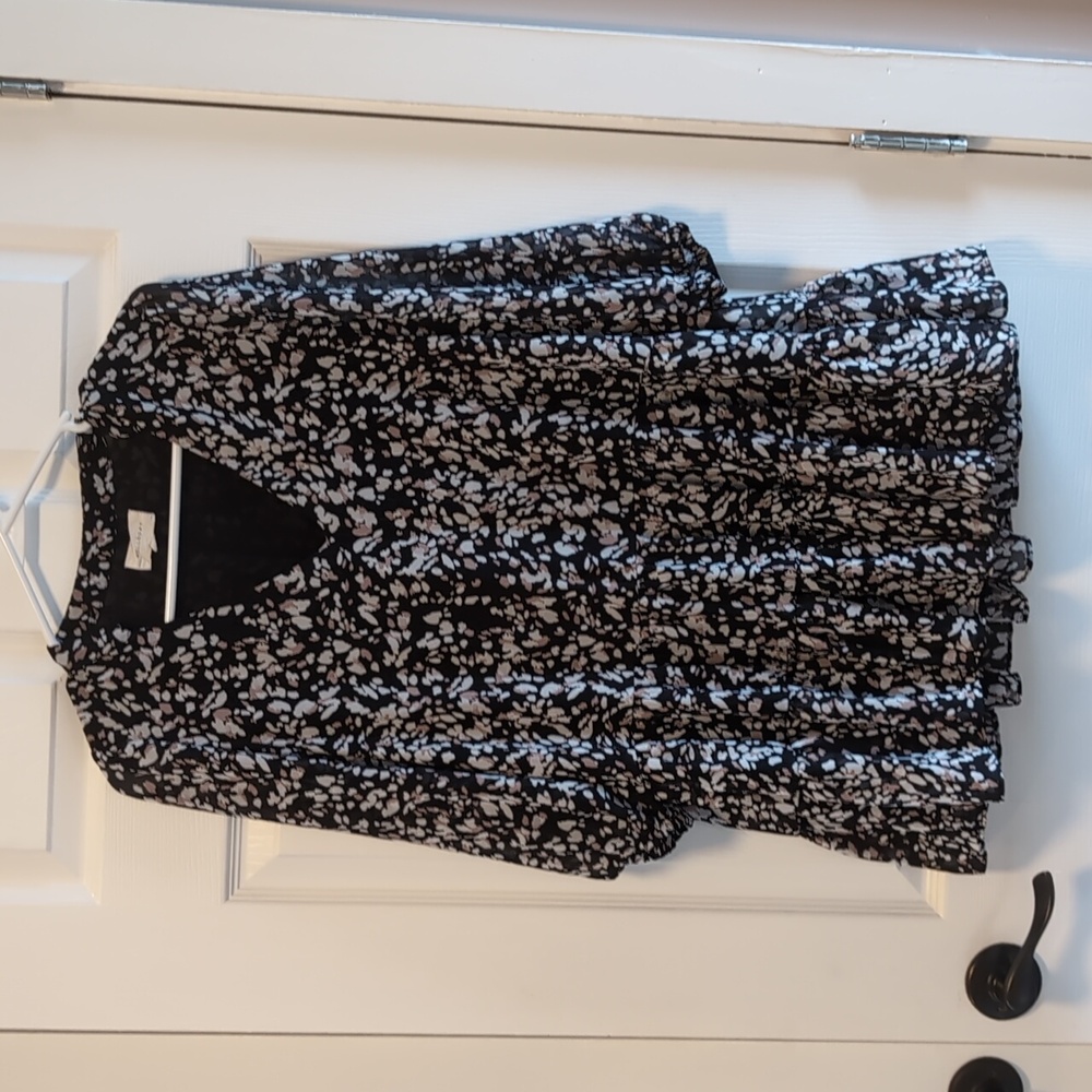 Ruffled Tiered Tunic Mini Dress With Sleeves Size S